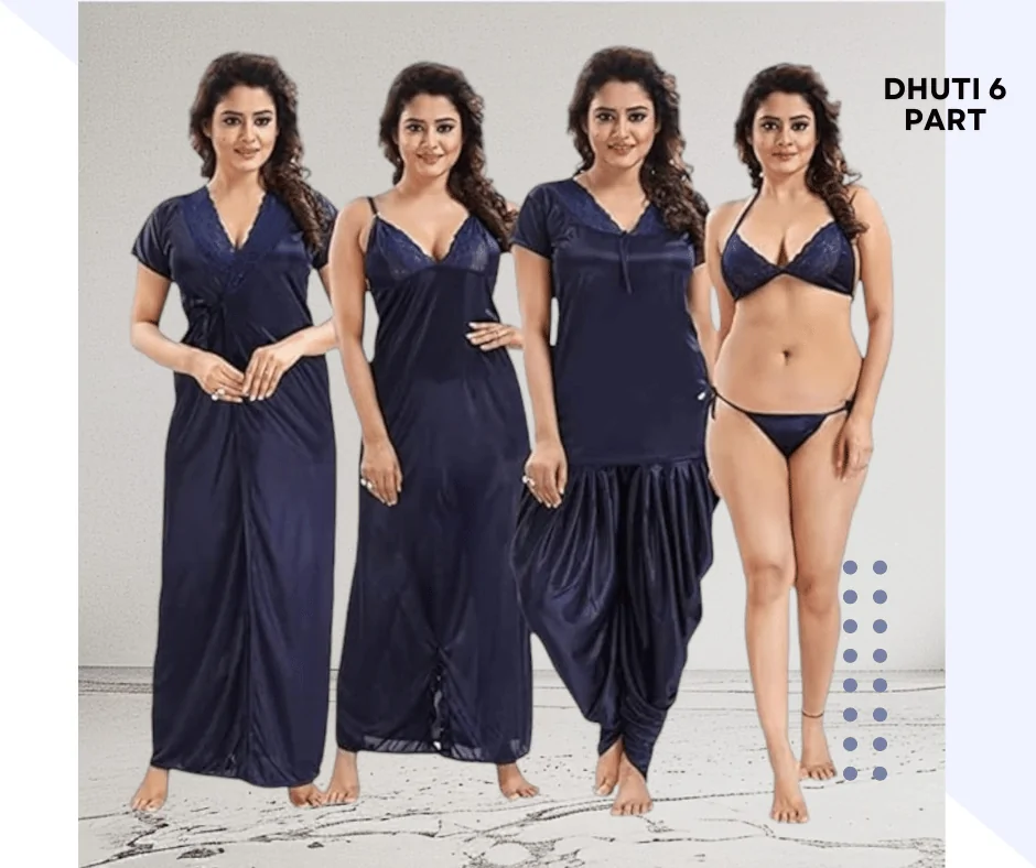 ৬ পার্ট ধুতি নেভি Blue কালার Night Dress