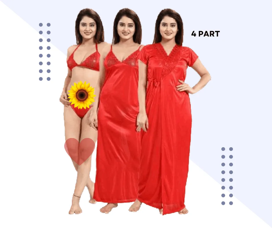 ৪ পার্ট রেড অরেঞ্জ কালার Night Dress