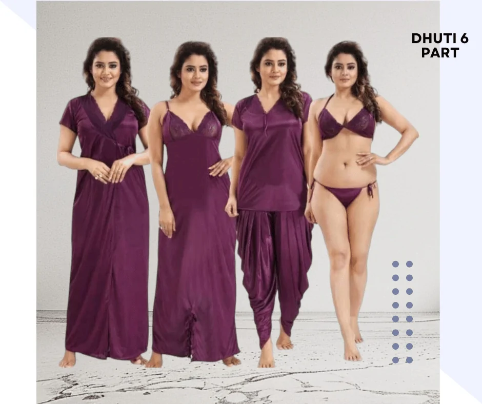৬ পার্ট ধুতি জাম কালার Night Dress