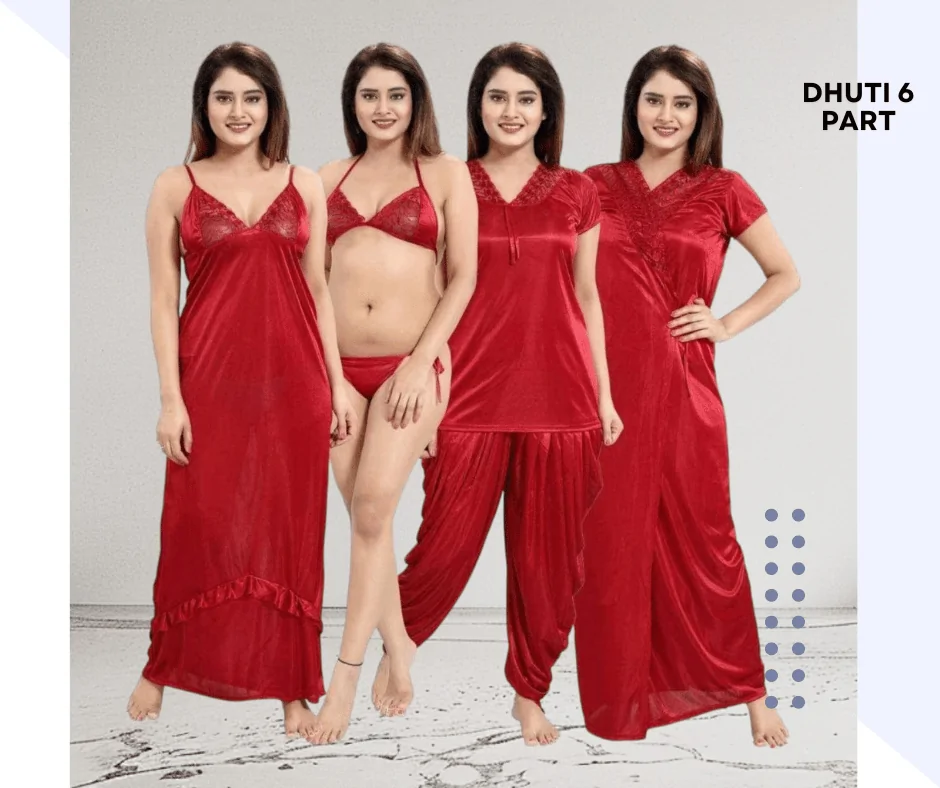 ৬ পার্ট ধুতি মেরুন কালার Night Dress