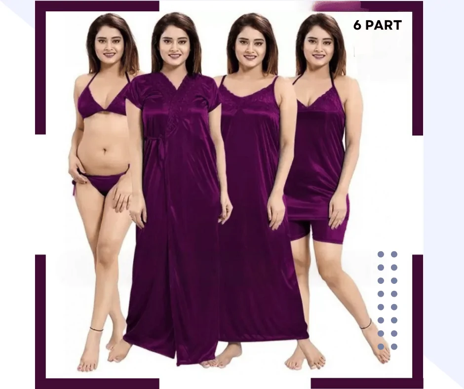 ৬ পার্ট জাম কালার Night Dress