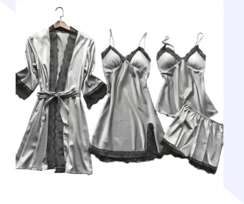 Premium Satin Silk Off White Color Women’s Nightwear