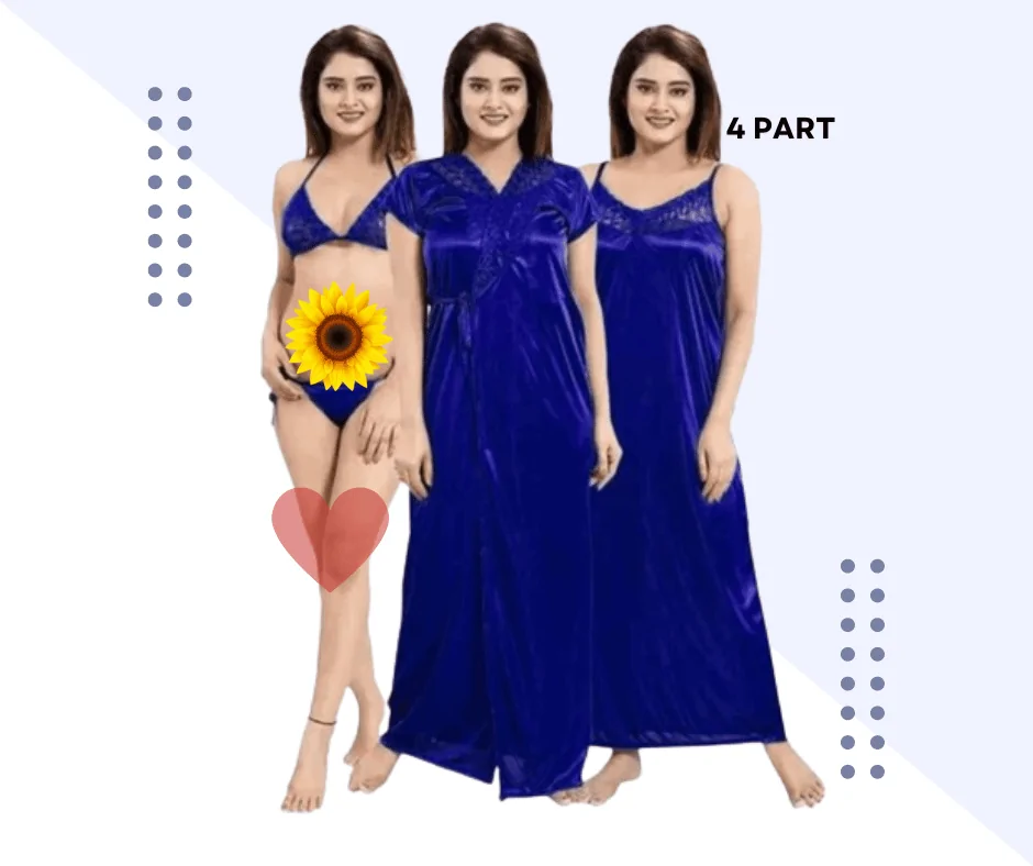 ৪ পার্ট রয়েল Blue কালার Night Dress