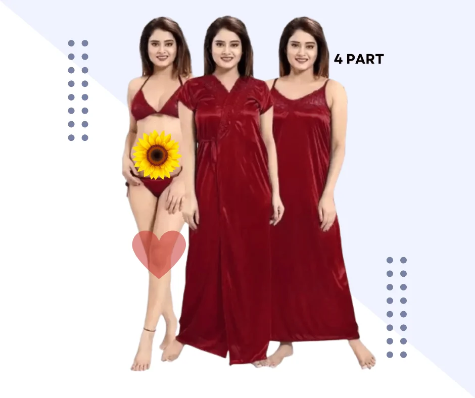 ৪ পার্ট মেরুন কালার Night Dress