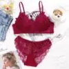 Rose Bra Penty Set Red Color