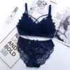 Rose Bra Penty Set Navy Blue Color
