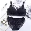 Rose Bra Penty Set Black Color