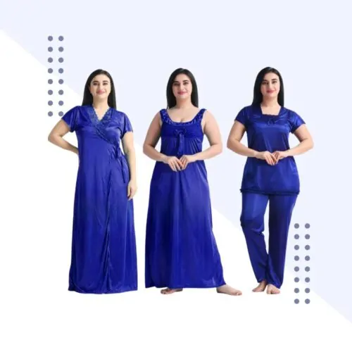 ৪ পার্ট প্রিমিয়াম রয়েল Blue কালার Night Dress