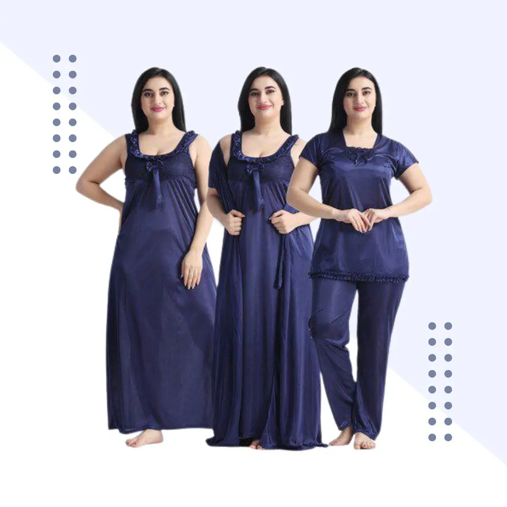 ৪ পার্ট প্রিমিয়াম নেভি Blue কালার Night Dress