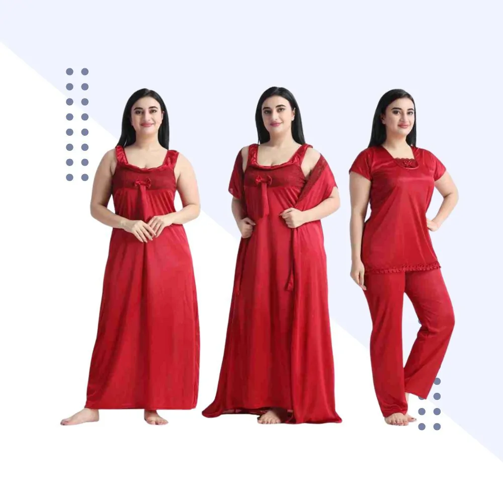 ৪ পার্ট প্রিমিয়াম মেরুন কালার Night Dress