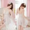 Stylish Sexy Honeymoon White Color Net Night Dress - Image 2